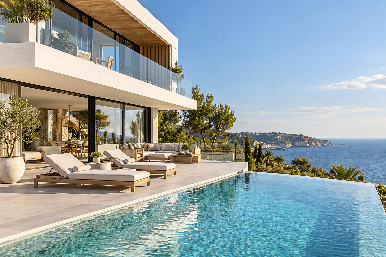 Une villa lumineuse avec piscine dans un cadre paisible.